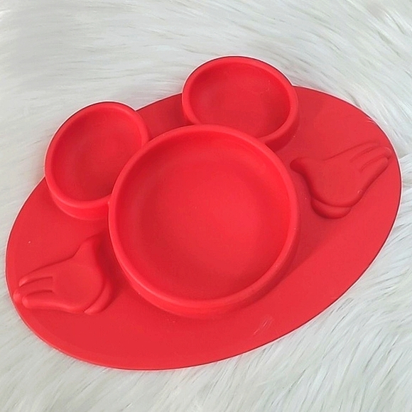 Disney The First Years Mickey Mouse Silicone Sectioned Plate & Placemat Red - Picture 3 of 9